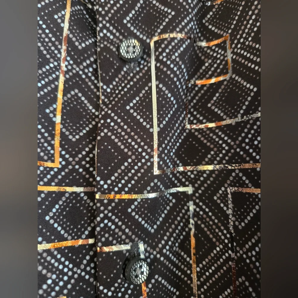 Men's Italian fashion Button Down Short Sleeves Shirt Black/Gold VIP collection - Picture 3 of 6